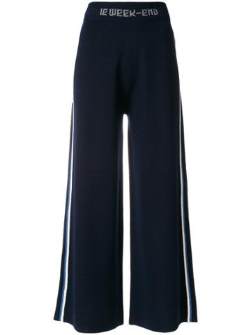 J.won Striped Wide Leg Cropped Trousers - Blue