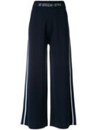 J.won Striped Wide Leg Cropped Trousers - Blue