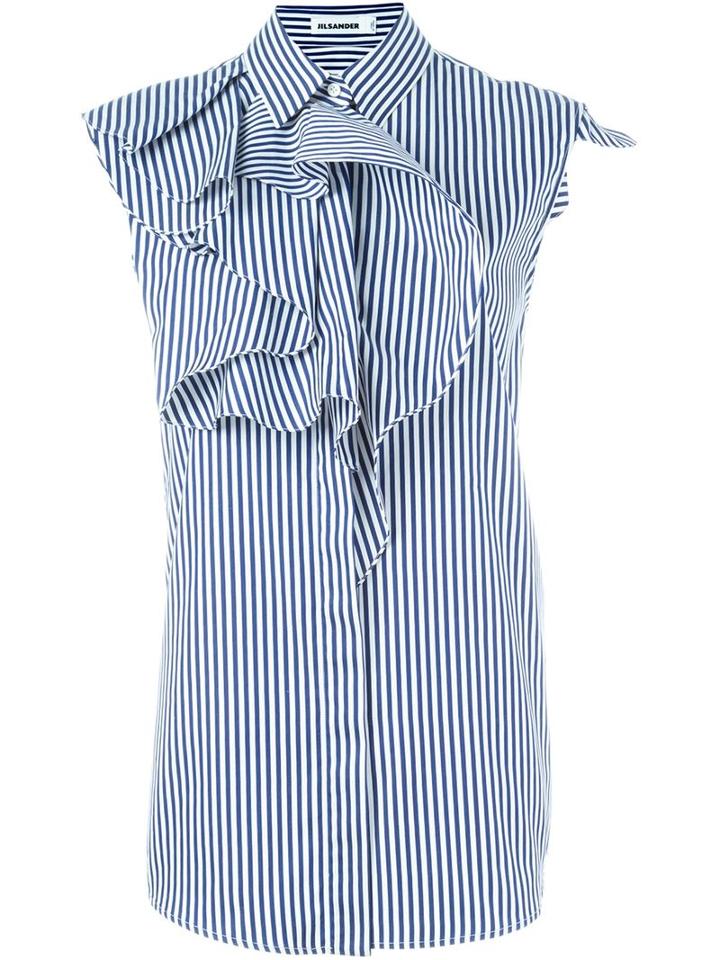 Jil Sander Striped Ruffled Shirt