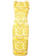 Samantha Sung Baroque Print Dress - Yellow & Orange