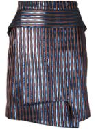 Carven Striped Metallic Wrap Skirt - Brown