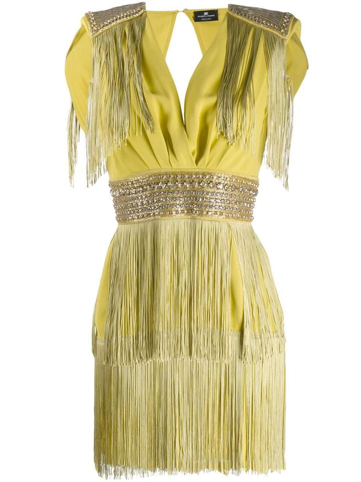 Elisabetta Franchi Fringed Mini Dress - Yellow