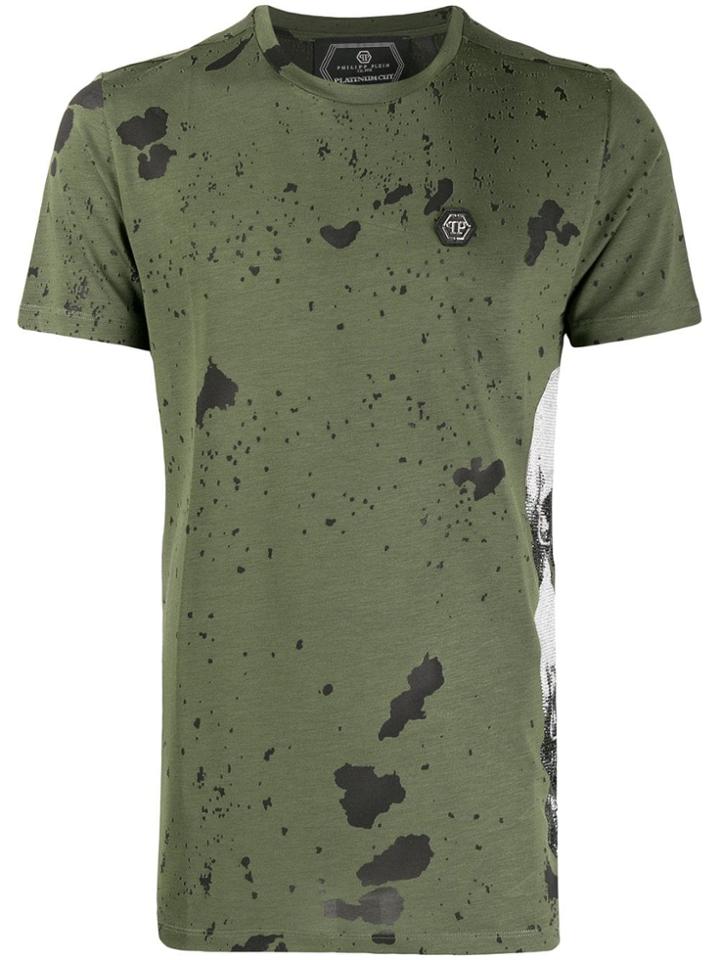 Philipp Plein Destroyed Skull T-shirt - Green