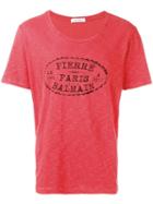 Pierre Balmain Brand Print T-shirt, Men's, Size: 46, Red, Cotton