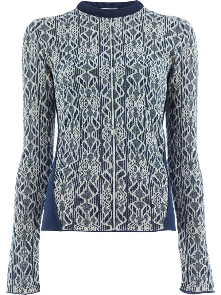 Chloé Embroidered Fitted Sweater - Blue