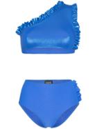 Leslie Amon Tamini Ruffle Detail Bikini - Blue