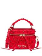 Miu Miu Crystal Embellished Boxy Bag - Red