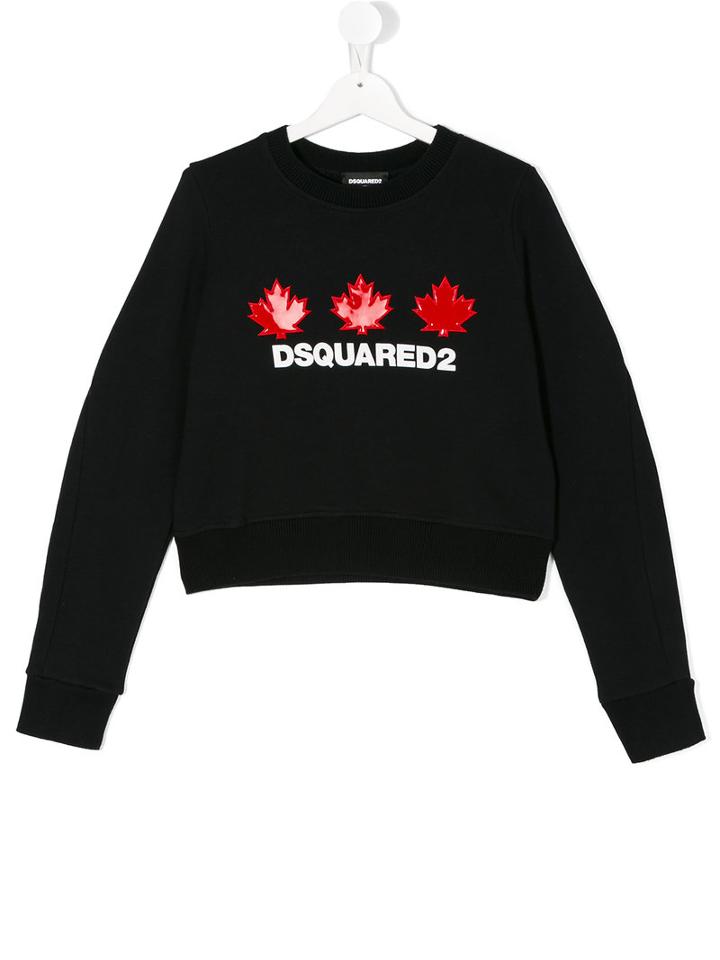 Dsquared2 Kids - Maple Leaf Logo Sweatshirt - Kids - Cotton - 16 Yrs, Black