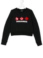 Dsquared2 Kids - Maple Leaf Logo Sweatshirt - Kids - Cotton - 16 Yrs, Black
