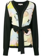 Emilio Pucci Floral Panel Belted Cardigan - Black