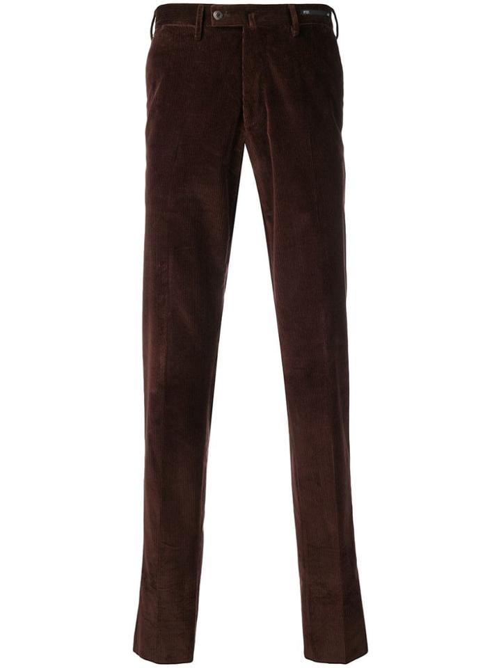 Pt01 Corduroy Fitted Trousers - Brown