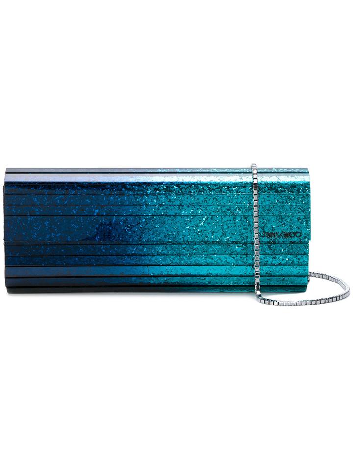 Jimmy Choo - Sweetie Glittered Clutch - Women - Goat Skin/plastic - One Size, Blue, Goat Skin/plastic