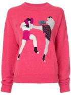 Barrie Chessboxing Cashmere Round Neck Pullover - Pink