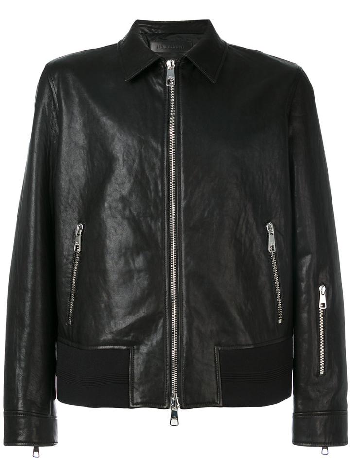 Neil Barrett - Zip Detail Leather Jacket - Men - Leather/polyamide/spandex/elastane/cupro - Xl, Black, Leather/polyamide/spandex/elastane/cupro