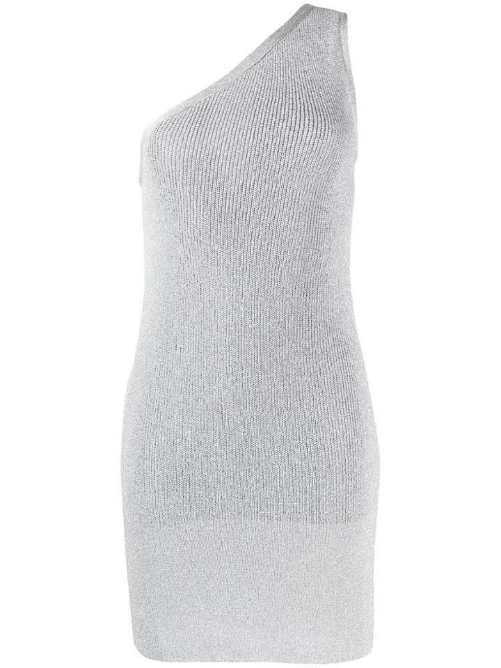 Laneus Knitted One-shoulder Dress - Grey