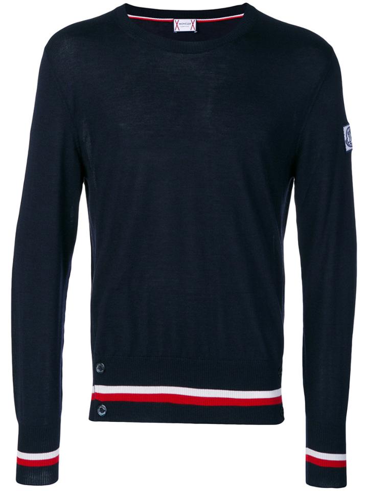 Moncler Gamme Bleu Striped Trim Sweater - Black