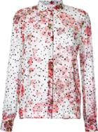 Giamba Floral Print Shirt, Women's, Size: 38, White, Silk