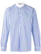 Andrea Pompilio High Neck Striped Shirt, Men's, Size: 48, Blue, Cotton
