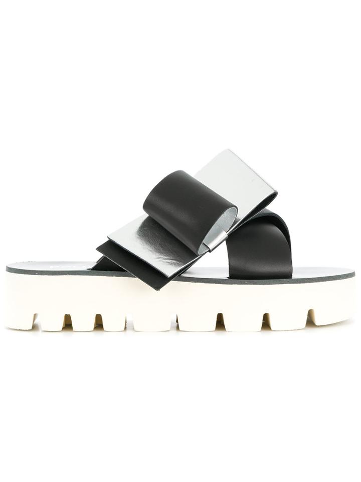 Pollini Oversized Bow Slides - Black
