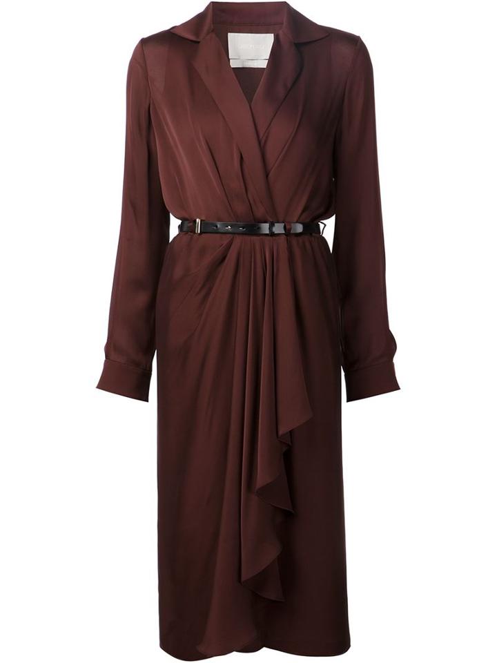 Jason Wu Belted Draped Front Dress, Women's, Size: 6, Brown, Silk/rayon