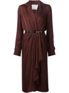 Jason Wu Belted Draped Front Dress, Women's, Size: 6, Brown, Silk/rayon