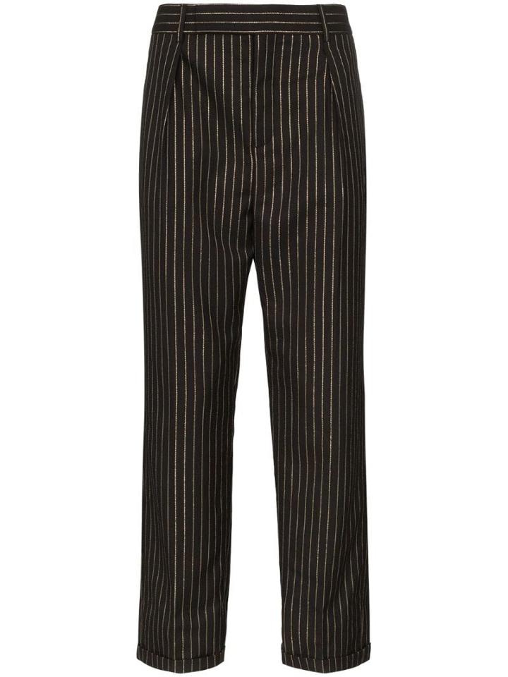 Saint Laurent Pinstripe Straight-leg Trousers - Black