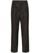 Saint Laurent Pinstripe Straight-leg Trousers - Black