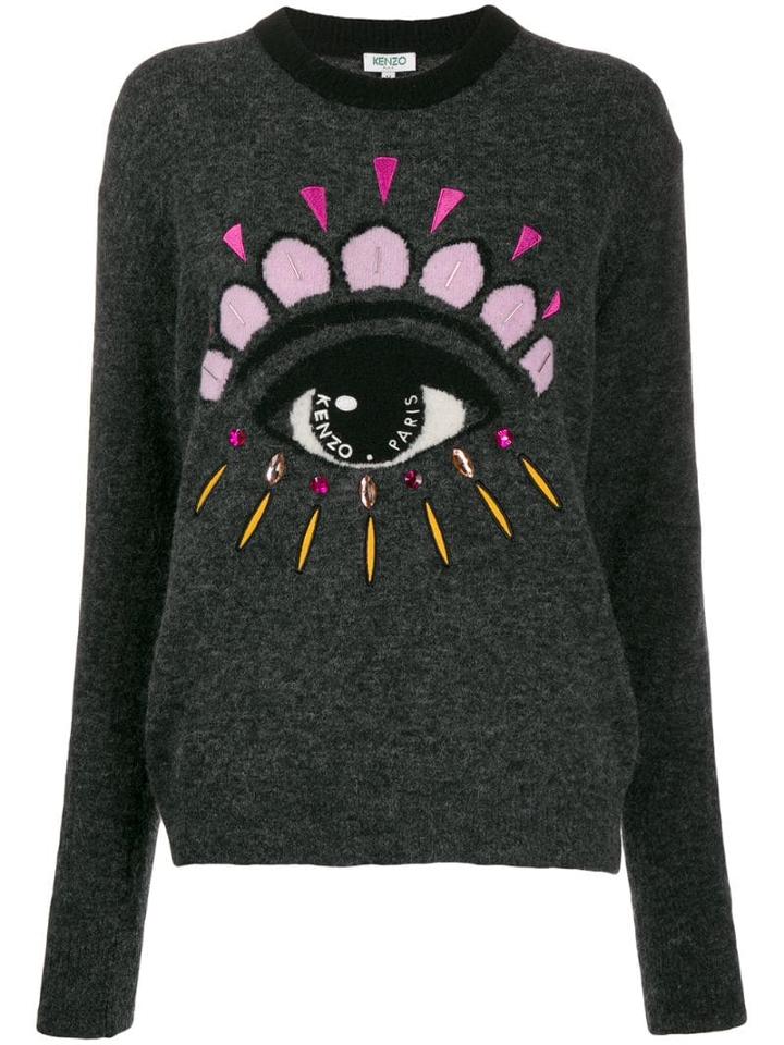 Kenzo Eye Embellished Jumper - Grey