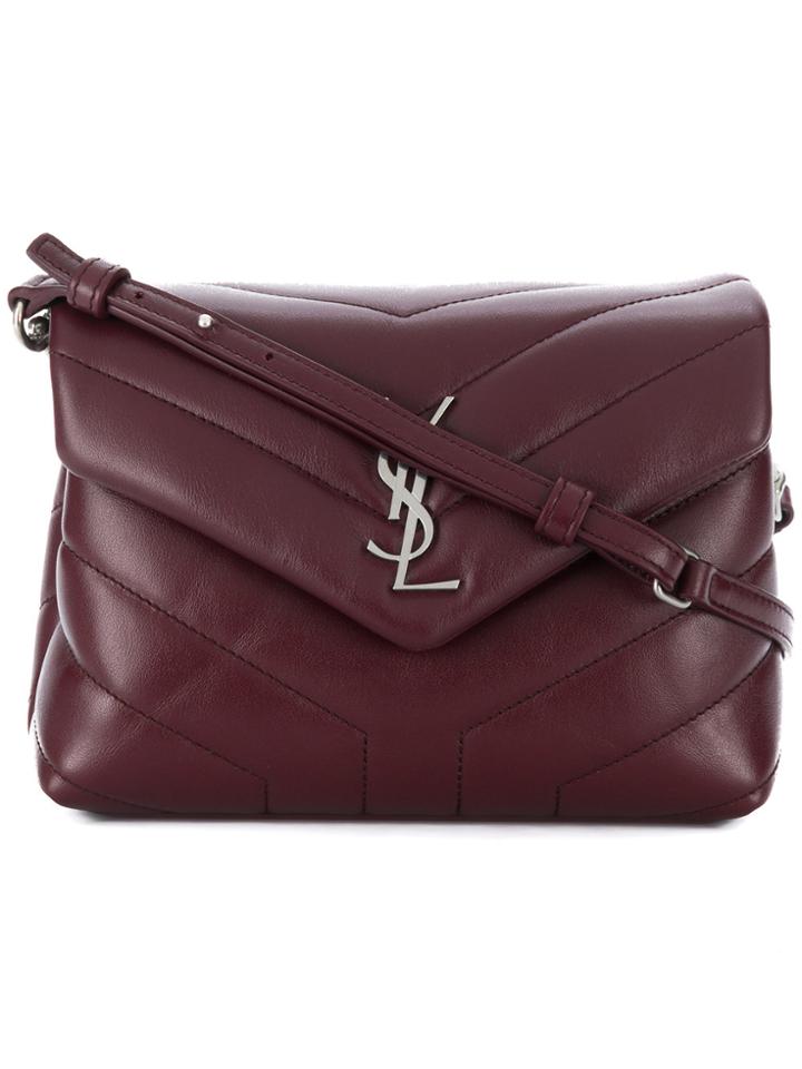Saint Laurent Front Logo Clutch Bag - Red