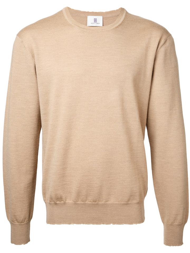 Kent & Curwen Crew Neck Jumper, Men's, Size: Small, Brown, Wool