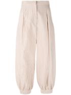Fendi - Striped Cropped Trousers - Women - Silk/cotton - 40, Nude/neutrals, Silk/cotton