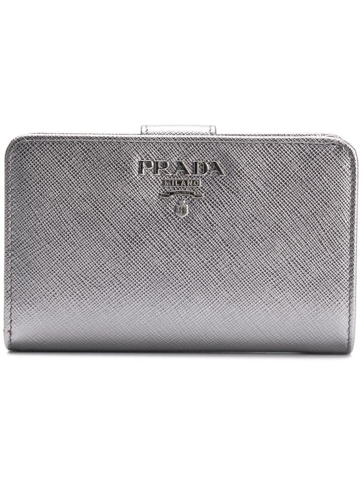 Prada Foldover Snap Wallet - Metallic