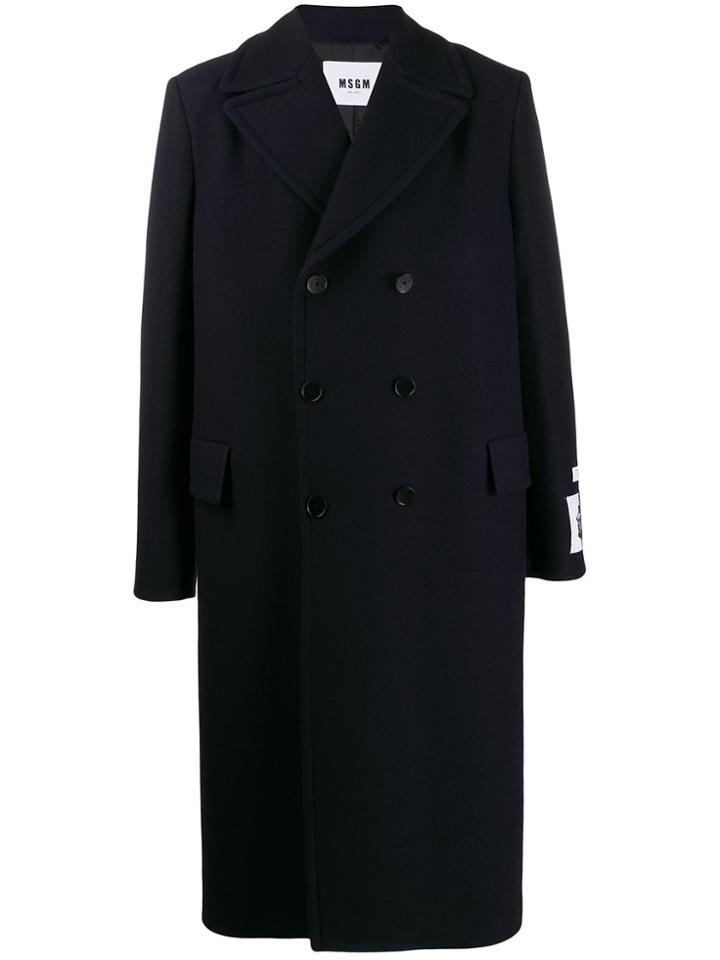 Msgm Oversized Double-breasted Coat - Blue