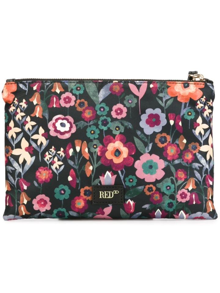 Red Valentino Flower Print Small Clutch, Women's, Black