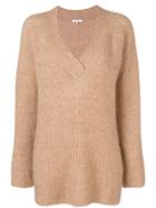 Ganni Ribbed V-neck Sweater - Nude & Neutrals