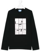Lanvin Enfant Teen Logo Print Long Sleeved T-shirt - Black