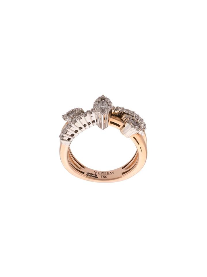 Yeprem 18kt Rose Gold Marquise Diamond X Ring