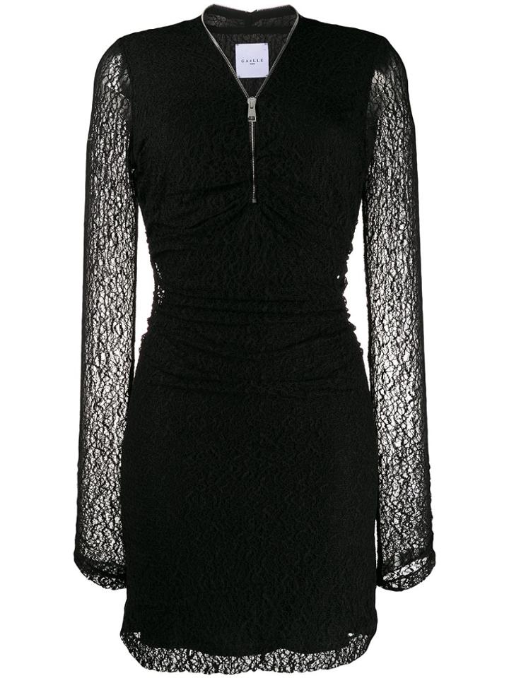 Gaelle Bonheur Lace-detail Fitted Dress - Black