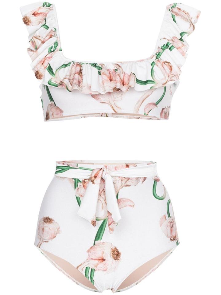 Adriana Degreas Aglio Floral Print Bikini - White