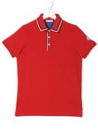 Moncler Kids Striped Trim Polo Shirt - Red