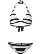 Polo Ralph Lauren Striped Bikini, Women's, Size: Large, Black, Polyester/nylon/spandex/elastane