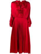 Magda Butrym Ruffled Neck Silk Dress - Red