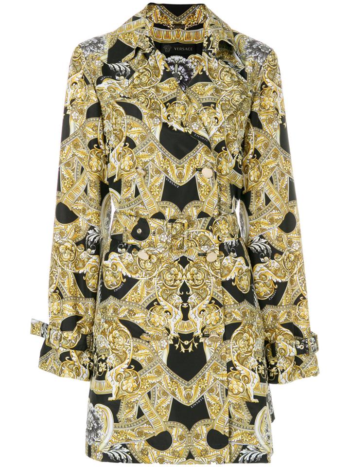 Versace Baroccoflage Double-breasted Parka - Yellow & Orange