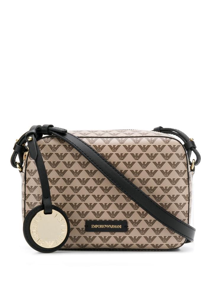 Emporio Armani Logo Print Shoulder Bag - Neutrals