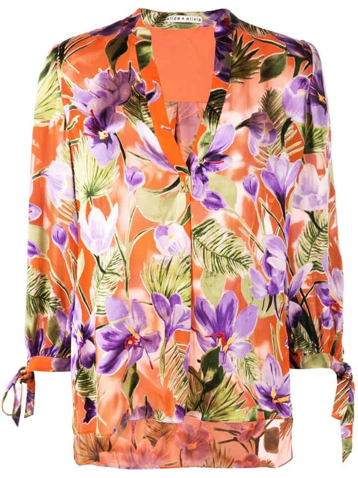 Alice+olivia Sheila Floral Print Blouse - Orange