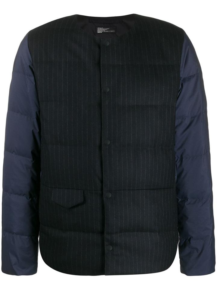 Zucca Striped Panel Padded Jacket - Blue