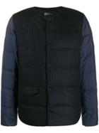 Zucca Striped Panel Padded Jacket - Blue