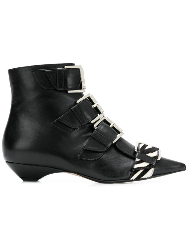 No21 Zebra Buckle Boots - Black