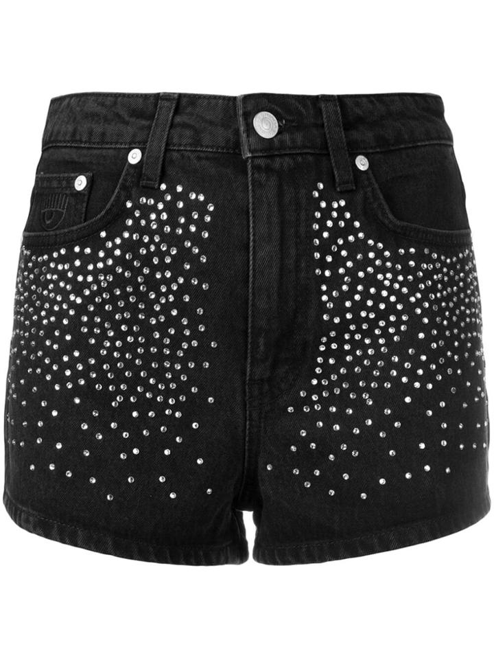 Chiara Ferragni Studded Denim Shorts - Black