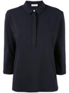 Le Tricot Perugia - Cropped Sleeves Polo Shirt - Women - Cotton/elastodiene - Xl, Blue, Cotton/elastodiene